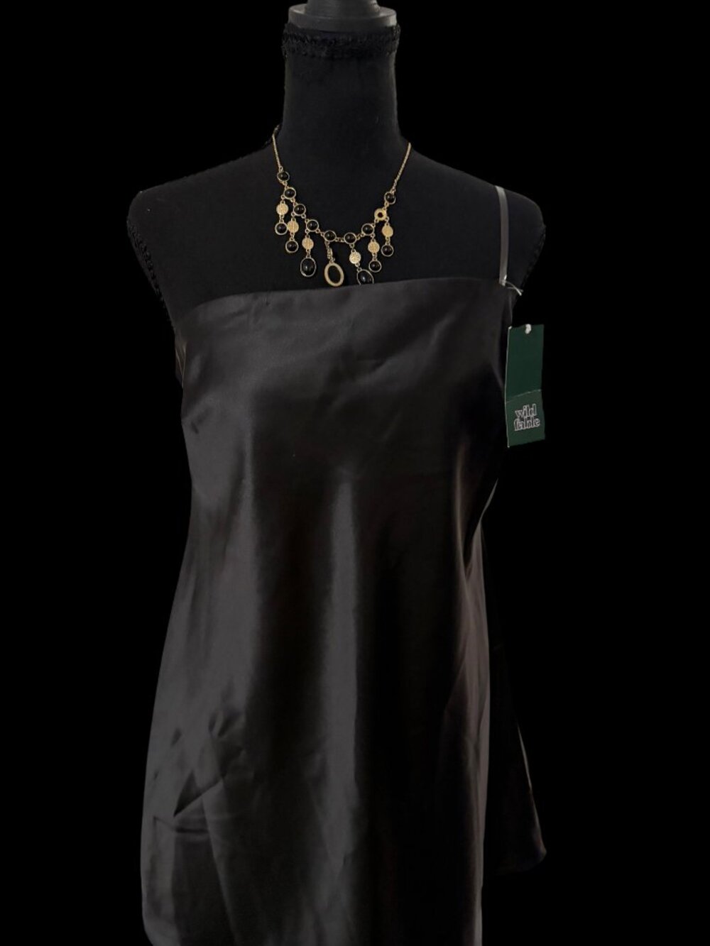 NWT Wild Fable Black Satin Cowl Back Dress Size Medium